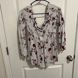 Torrid Size 1 Off Shoulder Front Button Blouse